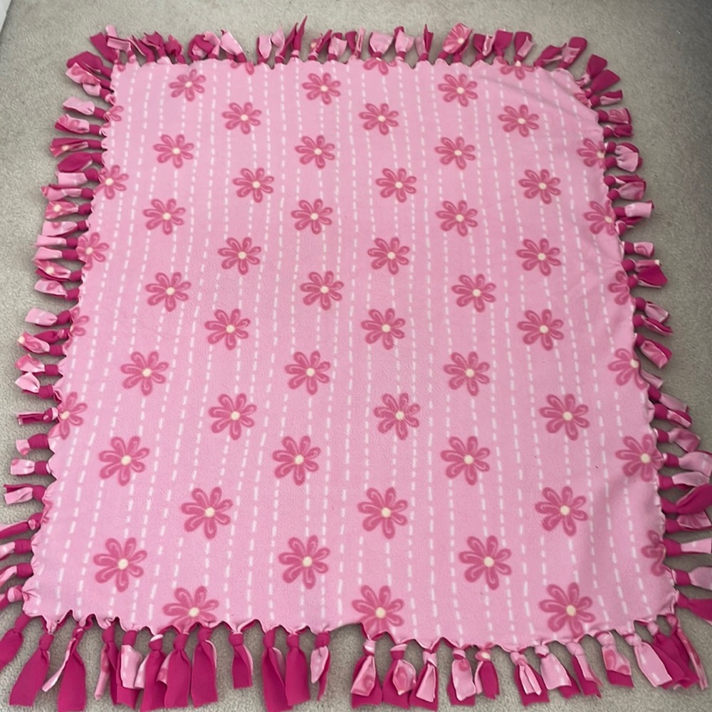 Pink Flower Throw Blanket 52” x 48”